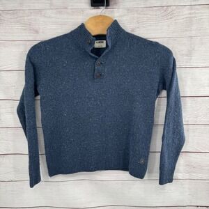 Linksoul Sweater Mens Size Small Wool Blend Pullover Button‎ Heathered Blue